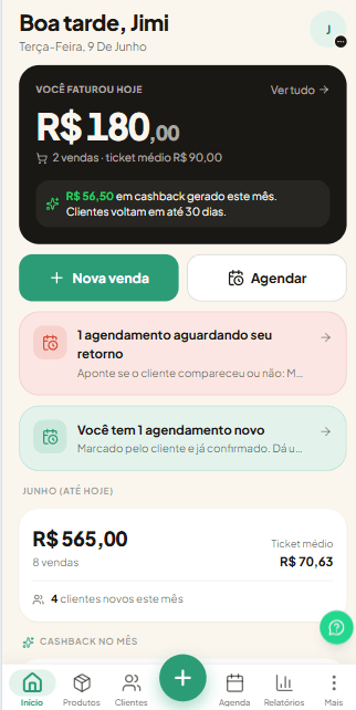 Tela inicial do Fideliza Express no celular